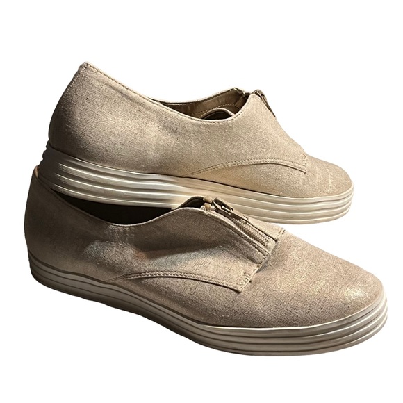 Aerosols Gold Fleck Metallic Shine Zip Up Slip on Sneakers size 10 - Picture 6 of 14